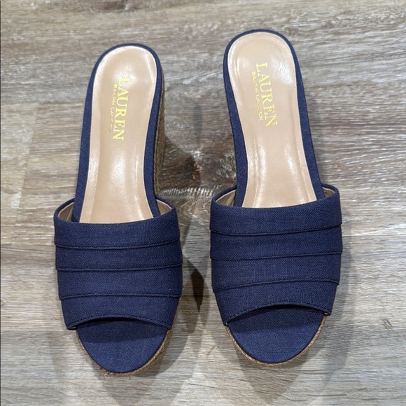 Lauren Ralph Lauren Size 7 B Navy Wedge Espadrilles KARLIA-ES-CSL - Picture 5 of 16